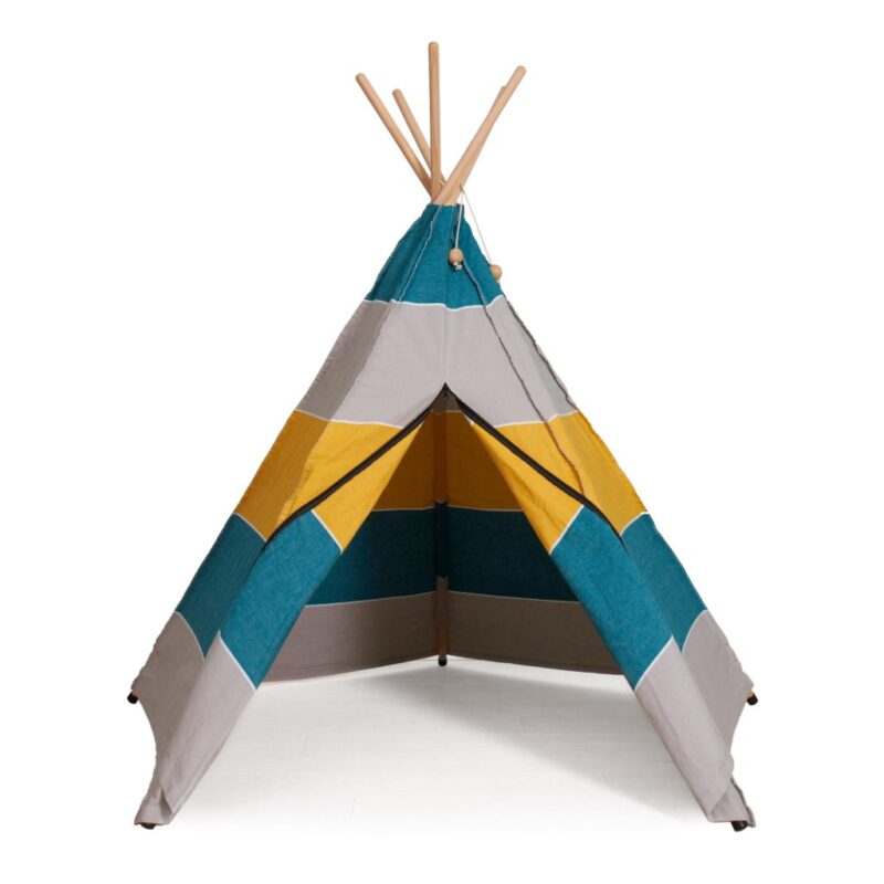 polar hippie tipi roommate tipi tent blauw geel grijs 2 zijde buitenkant stof room-12920