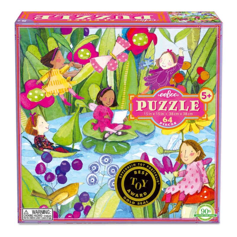 Puzzel 64-Delig Fairies By The Pond Eeboo Stevige Stukjes Puzzel Feeen Elfjes Water Eebo-9650440