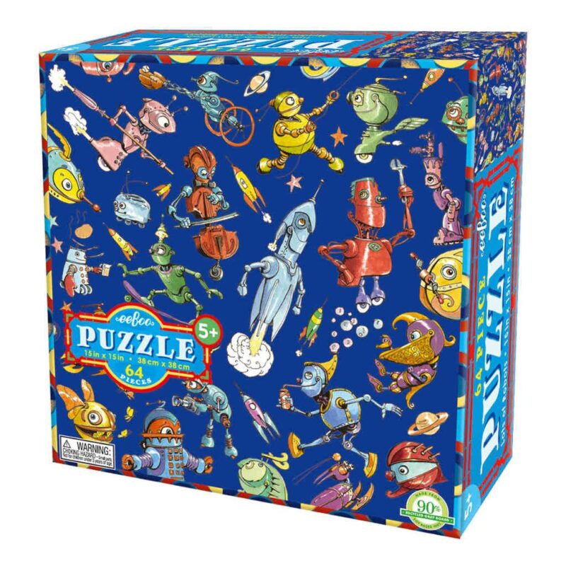 Puzzel 64-Delig Lots Of Robot Eeboo Stevige Stukjes Puzzel Eebo-9650442