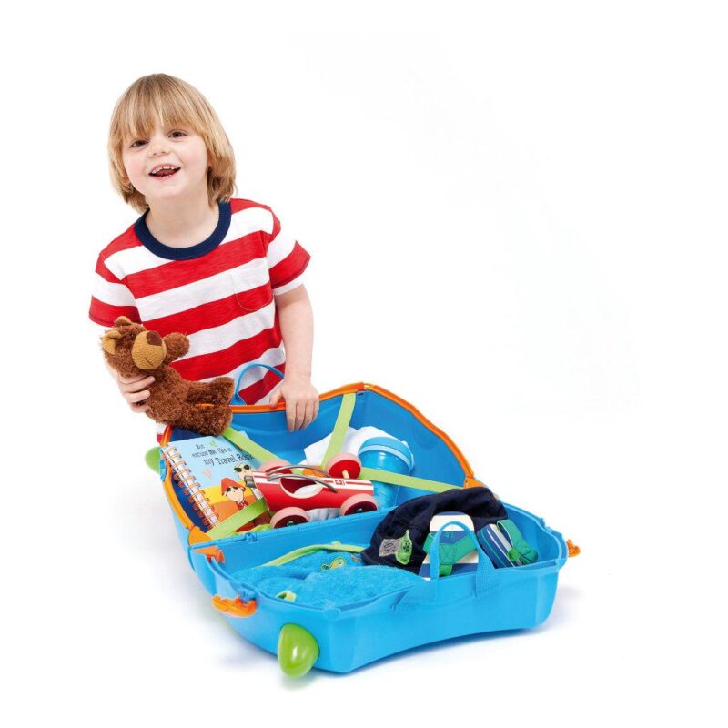 Trunki Blauw Trolley Handbagage Speel Logeer Vakantie Koffer Wielen Trekkoort 3 Trunki Trun-9220005