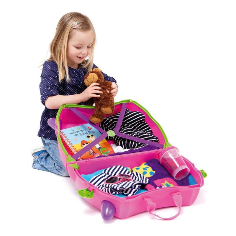 Trunki Roze Trolley Handbagage Speel Logeer Vakantie Koffer Wielen Trekkoort 3 Trunki Trun-9220006