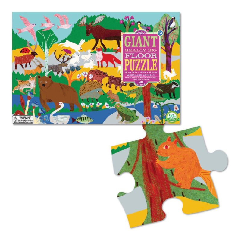 Vloerpuzzel 48-Delig Woodland Animals Eeboo Stevige Stukken Puzzel Grote Stukken Beginnende Puzzel Fan Eebo-9650519