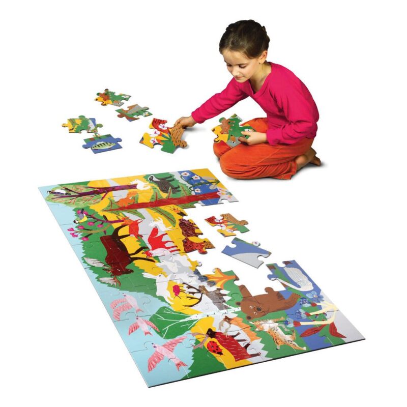 Vloerpuzzel 48-Delig Woodland Animals Eeboo Stevige Stukken Puzzel Grote Stukken Beginnende Puzzel Fan Met Kind Eebo-9650519