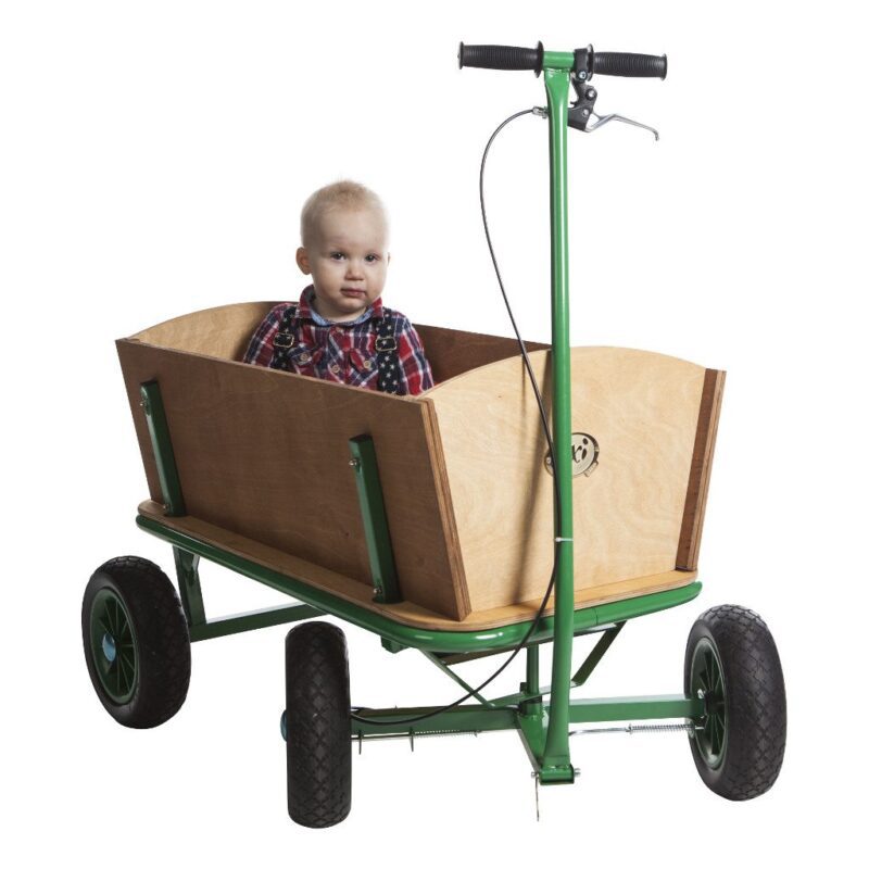 Bolderwagen Axi Wagen Bolder Trek Duw Stang Handrem Groen Inklapbaar Ruber Banden Jongen Meisje Alle Leeftijden 1 Axis-A030.190.00