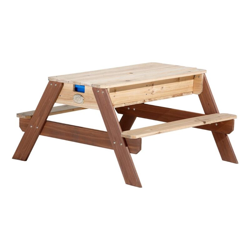 Nick 3-In-1 Picknick Zand Water Tafel Axi 4 Peuter Kleuter 90X80X56 Uitneembare Blauwe Kunstof Bakken Afsluit Plaat Deksel Parasol 3 In 1 Axis-A031.010.00