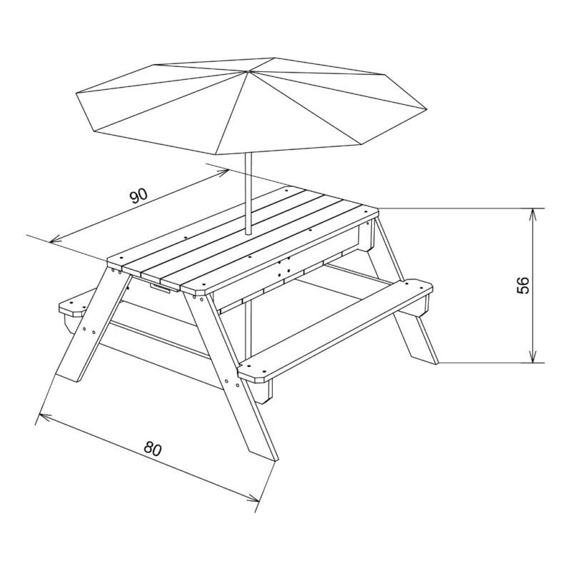 Nick 3-In-1 Picknick Zand Water Tafel Axi Bouwtekening Peuter Kleuter 90X80X56 Uitneembare Blauwe Kunstof Bakken Afsluit Plaat Deksel Parasol 3 In 1 Axis-A031.010.00