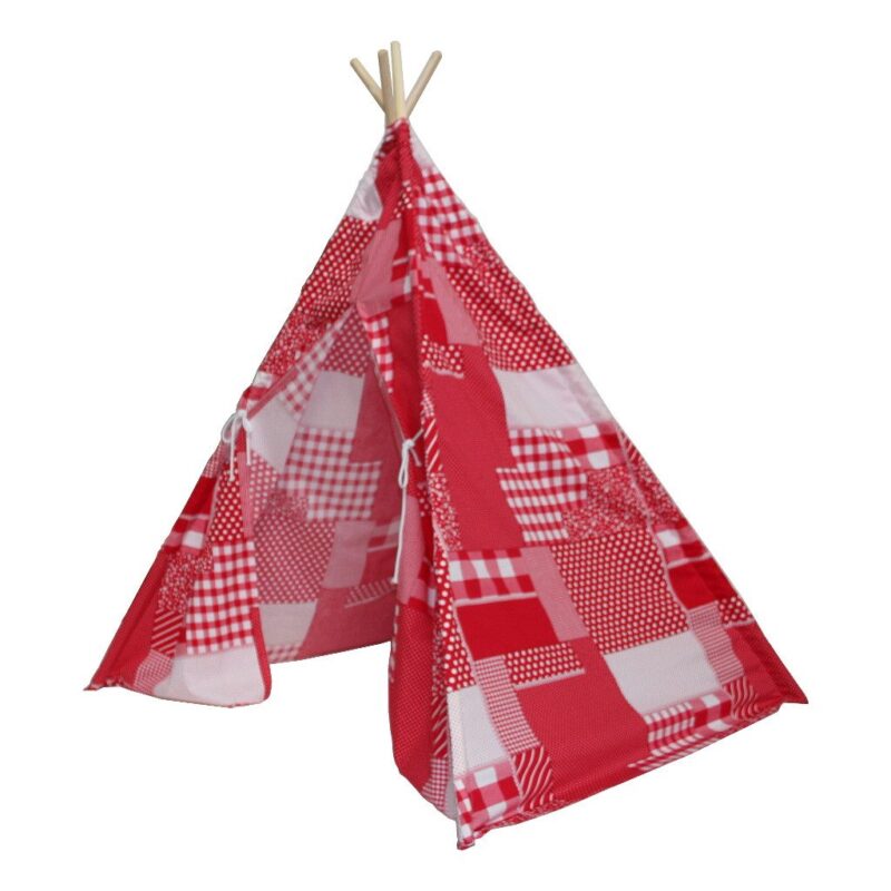 Patchwork Red Teepee zijaanzicht tipi