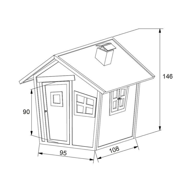 Speelhuis Alice Axi Peuter Kleuter 18 Mnd 2 J 3 J 4 J 5 J 6 J 7 J 8 J Tuinspeel Huis Schuin Deur Raam Stevig 146 Cm Hoog Meisje Jongen Maten Tekening Axis-A030.044.00