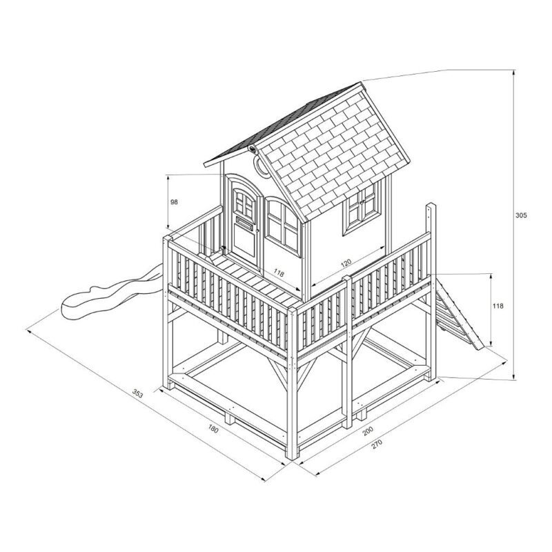 Speelhuis Liam Zonder Schommel Axi Peuter Kleuter 18 Mnd 2 J 3 J 4 J 5 J 6 J 7 J 8 J Tuin Tuinhuisje Speelhuisje Speel Huis Stevig Mooi Bouwtekening Meisje Jongen Glijbaan Axis-A030.151.00