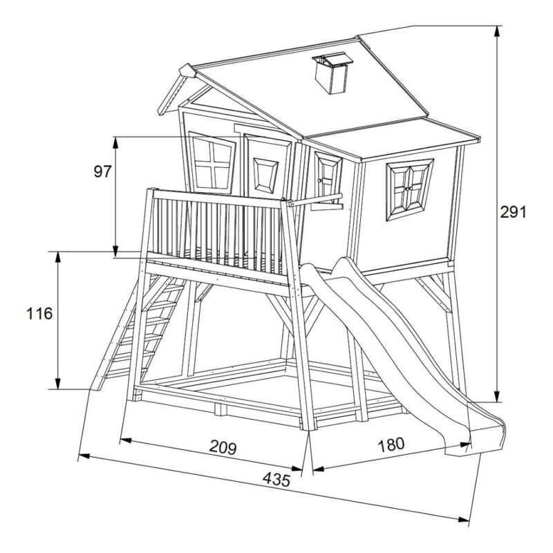 Speelhuis Max Axi Peuter Kleuter 18 Mnd 2 J 3 J 4 J 5 J 6 J 7 J 8 J Tuin Huis Speelhuisje Speel Huis Bouwtekening Hoog Stevig Mooi Glijbaan Schuin Meisje Jongen Axis-A030.150.00