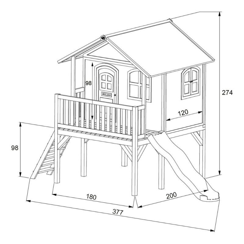 Speelhuis Sophie Axi Peuter Kleuter 18 Mnd 2 J 3 J 4 J 5 J 6 J 7 J 8 J Tuin Huis Speelhuisje Speel Huis Stevig Mooi Meisje Jongen 2.7 M Hoog Glijbaan Bouwtekening Axis-A030.041.00