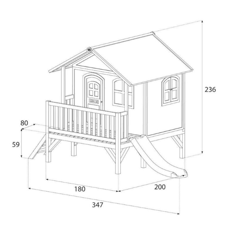 Speelhuis Stef Axi Peuter Kleuter 18 Mnd 2 J 3 J 4 J 5 J 6 J 7 J 8 J Tuin Speel Huis Glijbaan Trap Half Hoog Breed Balkon Stevig Mooi Meisje Jongen Afmeting Axis-A030.040.00