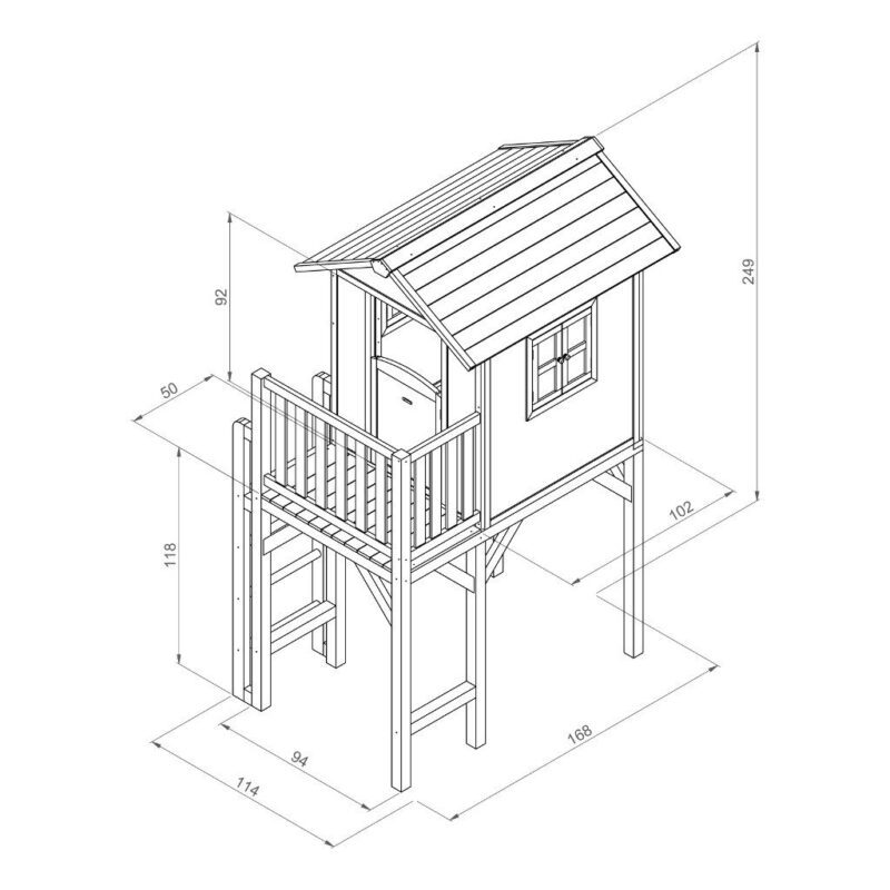 Sunny Lodge Xxl Caribean Blauw Wit Peuter Kleuter 18 Mnd 2 J 3 J 4 J 5 J 6 J 7 J 8 J Tuin Speel Huis Huisje Stevig Glijbaan Hoog 2,5 M Tekening Meisje Jongen Sunn-C050.011.01