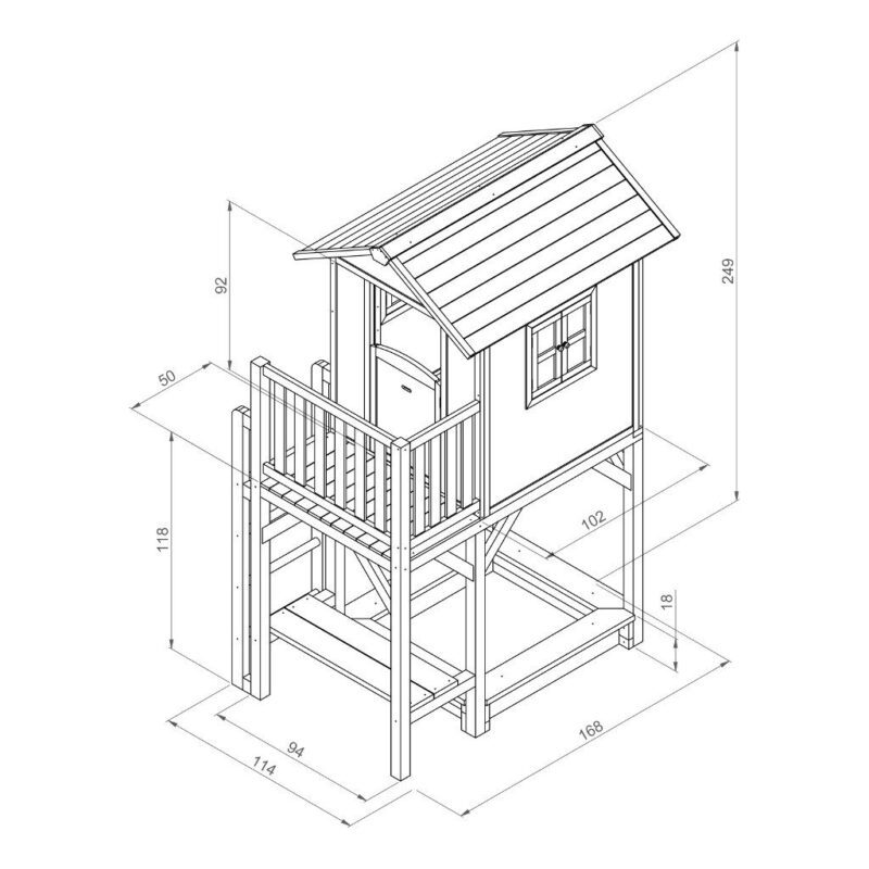 Sunny Lodge Xxl Plus Classic Wit Grijs Peuter Kleuter 18 Mnd 2 J 3 J 4 J 5 J 6 J 7 J 8 J Tuin Speel Huis Huisje Toren Bouwtekening Zandbak Stevig Meisje Jongen Sunn-C050.012.00