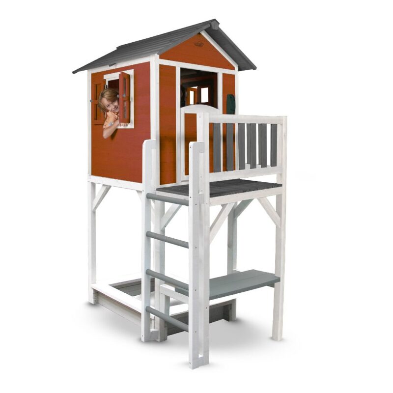 Sunny Lodge Xxl Plus Scandinavian Rood Wit Peuter Kleuter 18 Mnd 2 J 3 J 4 J 5 J 6 J 7 J 8 J Tuin Speel Huis Strand Toren Stevig Zandbak Meisje Jongen Sunn-C050.012.05