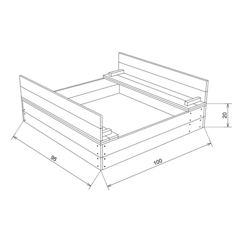 Zandbak Ella 95X90X20 Axi Peuter Kleuter 18 Mnd 2 J 3 J 4 J 5 J 6 J 7 J 8 J Te Sluiten Met Banken 100X95X20 Meisje Jongen 2 Axis-A031.010.00