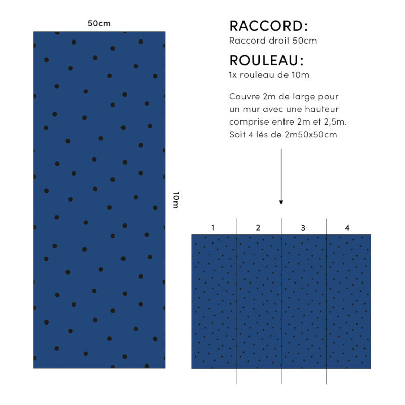 Behang Stippen Navy Blauw Minima Lilipinso Vliesbehang Rustig Patroon Neutraal Donker Speels Dots QIDDIE.com Motief Patroon Match Banen Verloop Baan Kleur lili-H0611