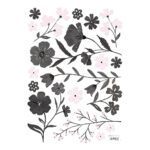 Black & Pink Flowers Muursticker A3 Little Princess Lilipinso Bloemen Lili-S1155