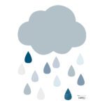 It'S Raining Sticker 18X24Cm Wild Islands Lilipinso Wolk Regen Blauw lili-s1289
