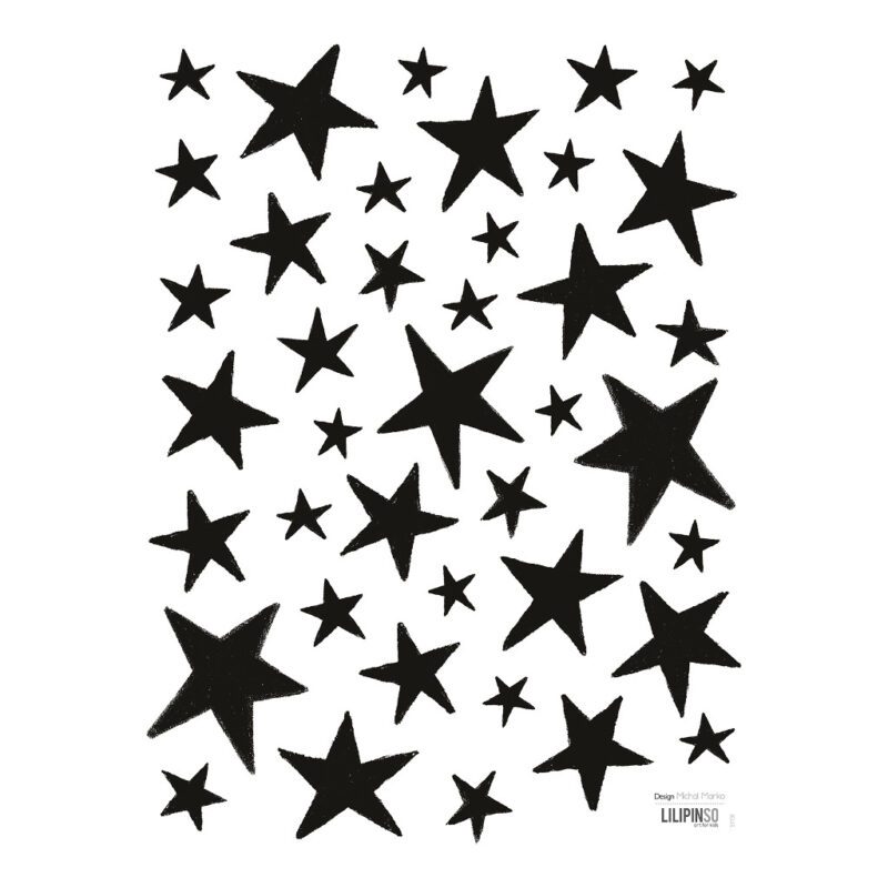 Little Black Stars Sticker 18X24Cm Dreamy Lilipinso Zwart Groot Klein Ster Lili-S1151