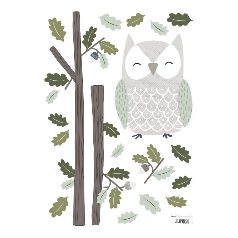 Owl Muursticker A3 Into The Woods Lilipinso Uil Boom Lief Vrolijk Lili-S1139