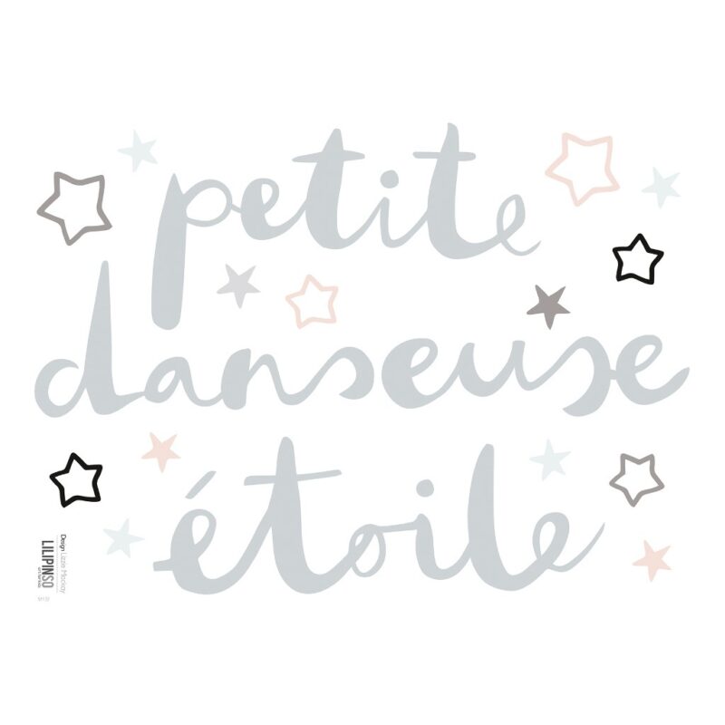 Petite Danseuse Etoile Sticker 18X24Cm Ballerina Lilipinso Grijs Roze Ster Decoratie Lili-S1133