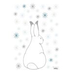 Rabbit & Blue Flakes Muursticker A3 Nordic Lilipinso Rug Konijn Neutraal Sneeuw Vlokken Lili-S1148