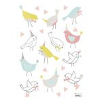 Sparrows Muursticker A3 Sweet Bunnies Lilipinso Pastel Vogels Blauw Roze Geel Neutraal Lili-S1018