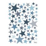 Stone Blue Muursticker A3 My Superstar Lilipinso Sterrren Groot Klein Blauw Tinten Lili-S1112