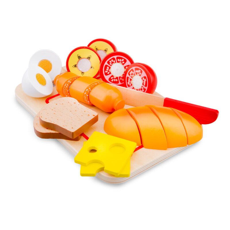 Bon Appetit Ontbijt Snijset 19 Delig New Classic Toys Klitterband Hout  newc-10578