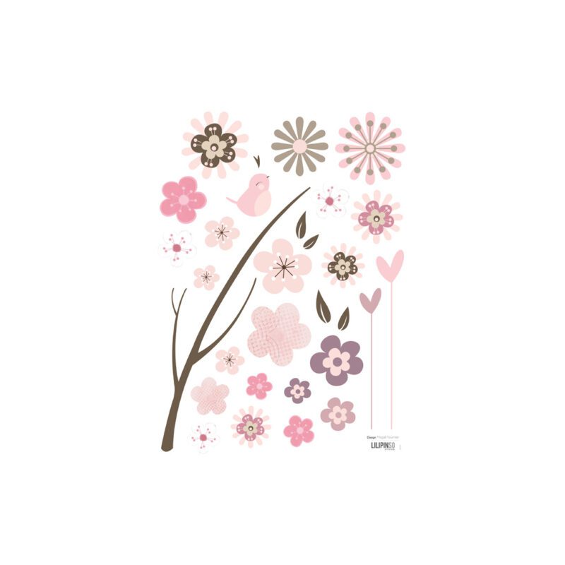 Flowers Theme Kokeshi Story Muursticker A3 Lilipinso Lili-S0134