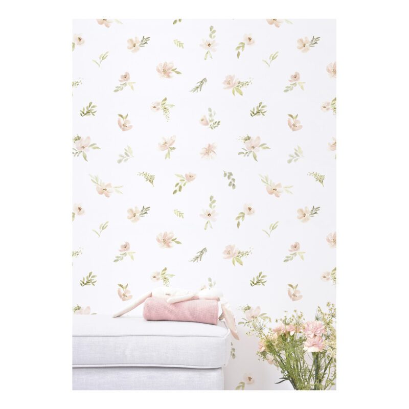 bloemen waterverf behang appoline lilipinso kinderkamer lili-h0581