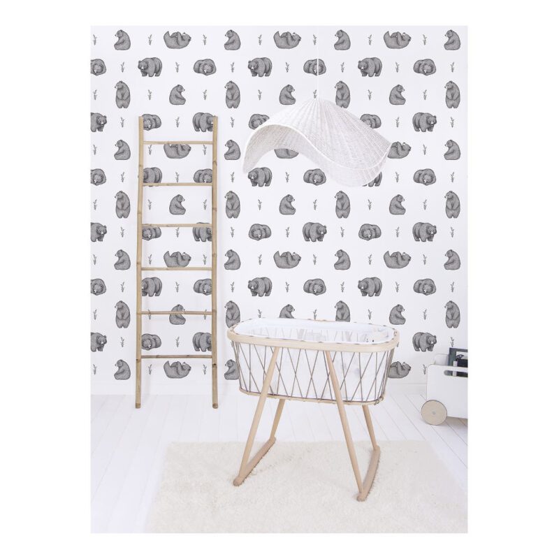 Behang Bears Zwart Wit Romanian Hills Lilipinso Kinderkamer Babykamer Beren Houdingen QIDDIE.com lili-H0602