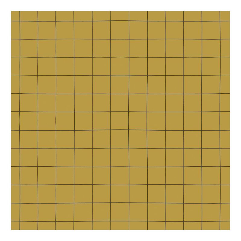 Behang Grid Mustard Minima Lilipinso Vakjes Raster Rooster Neutraal Huiskamer Speelkamer Hal Wachtruimte QIDDIE.com lili-H0616