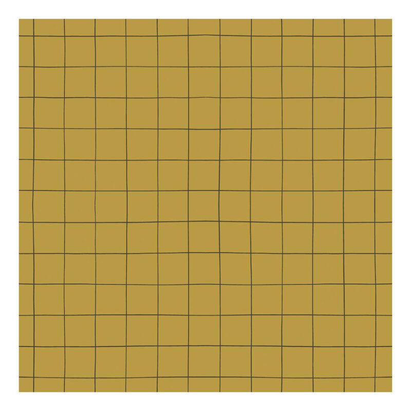 Behang Grid Mustard Minima Lilipinso Vakjes Raster Rooster Neutraal Huiskamer Speelkamer Hal Wachtruimte QIDDIE.com lili-H0616