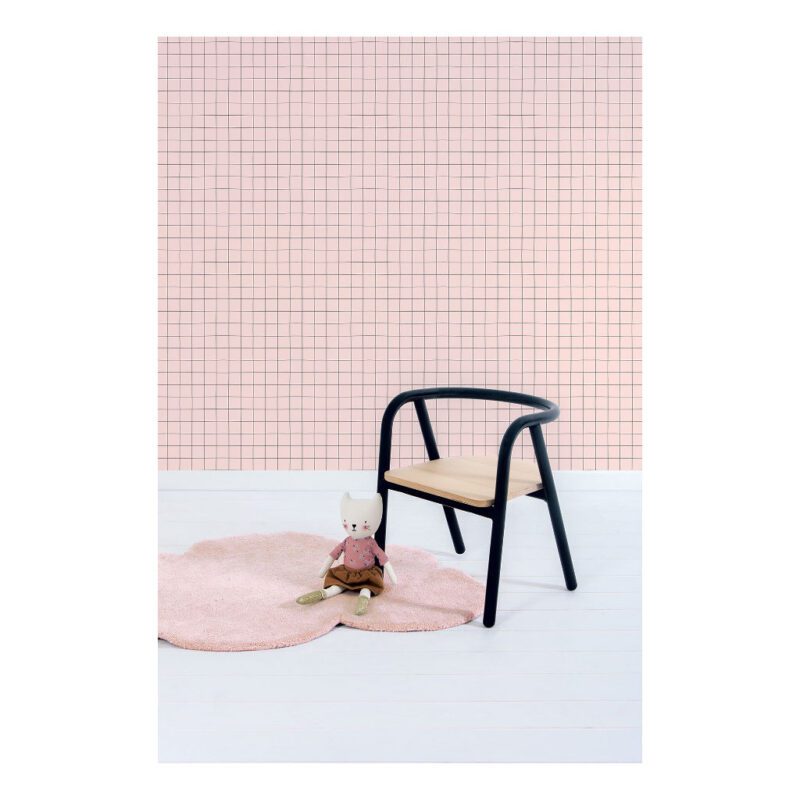 Behang Grid Parel Roze Minima Lilipinso Kinderkamer Wachtkamer Speelkamer Babykamer Wachtruimte Hal Peuter Kleuter Tiener Meegroeibehang QIDDIE.com Lili-H0619