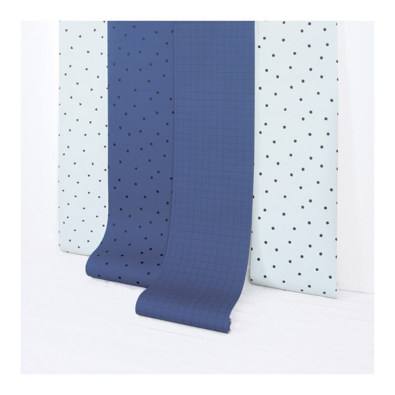 Behang Minima Lilipinso Navy Blue Blauw Licht blauw Morning Stippen Dots Hartjes Hearts Vakjes Vierkanten strepen Mist QIDDIE.com lili-H0611 h0612 h0618 h0617 h0623