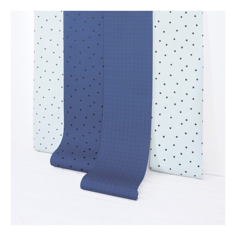 Behang Minima Lilipinso Navy Blue Blauw Licht blauw Morning Stippen Dots Hartjes Hearts Vakjes Vierkanten strepen Mist QIDDIE.com lili-H0611 h0612 h0618 h0617 h0623