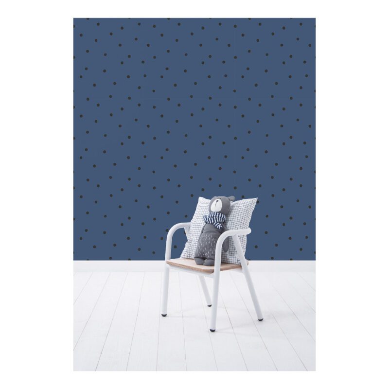 Behang Stippen Navy Blauw Donker Blauwe Kleur Achtergrond Rustgevend Jongens Kinderkamer Babykamer Huiskamer hal Minima Lilipinso QIDDIE.com lili-H0611