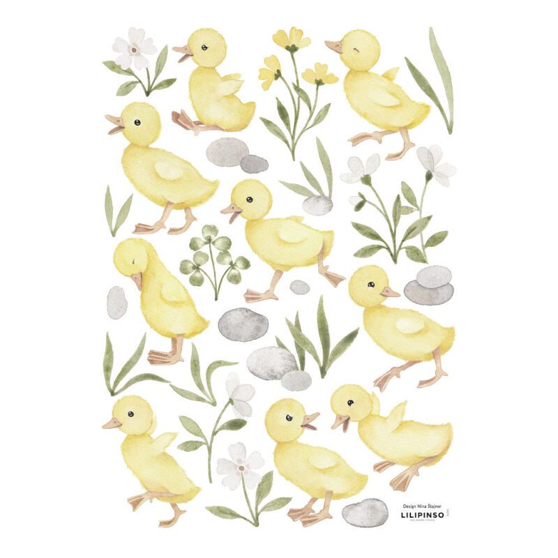 Baby Kuikentjes Muursticker A3 Lucky Ducky Lilipinso Muur Decoratie Kinderkamer Babykamer Kuiken Familie QIDDIE.com lili-S1391