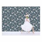 Behang Rozen Blauw Grace Lilipinso Roses Dark Blue Donker Blauw Achtergrond Kind Baby Kinder Huis Kamer QIDDIE.com lili-H0639