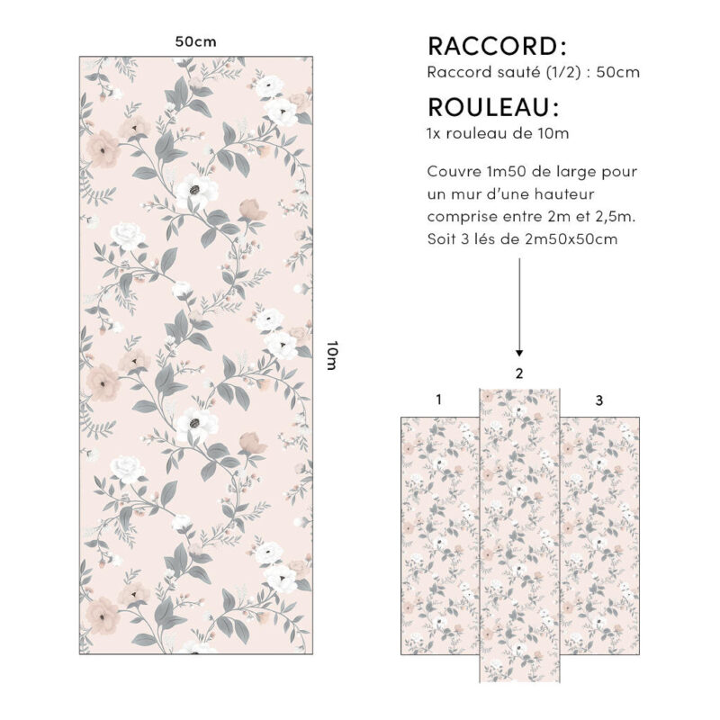 Behang Rozen Grace Lilipinso Herhaald Patroon Behang Meisjes Kamer Baby Peuter Kleuter Speel Huiskamer Match Banen Verloop Baan Patroon QIDDIE.com lili-H0637