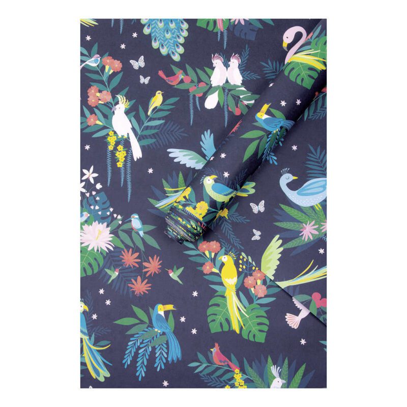 Behang Tropische Vogels Rio Lilipinso Papagaai Bloemen Vliegen Kleuren Vrolijk Druk Flamingo QIDDIE.com lili-h0640