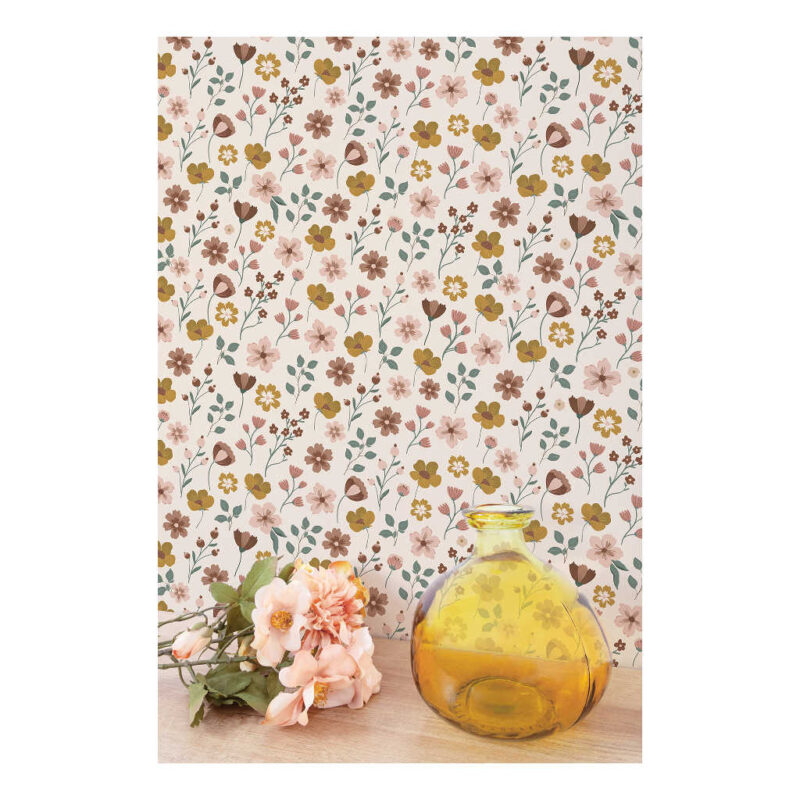 Behang Bloemenpatroon op een steel Capucine Lilipinso Kinderkamer Babykamer Bloemen QIDDIE.com lili-H0667