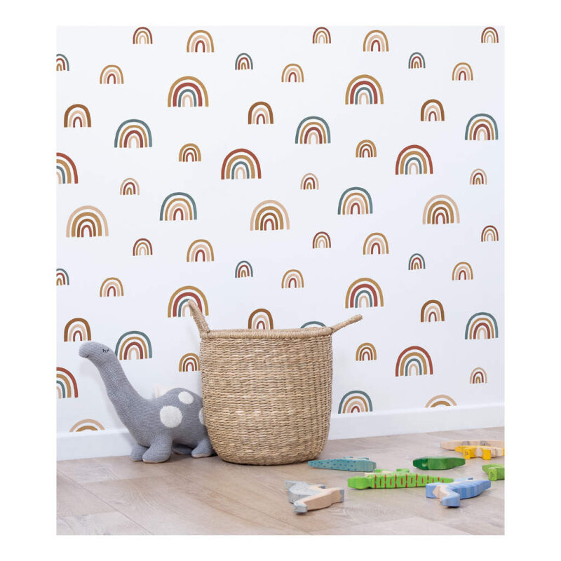 Behang Regenboog Patroon Wit Sunny Lilipinso Aarde Tinten Kinderkamer Behang Baby Peuter Kleuter Speelkamer lili-H0742