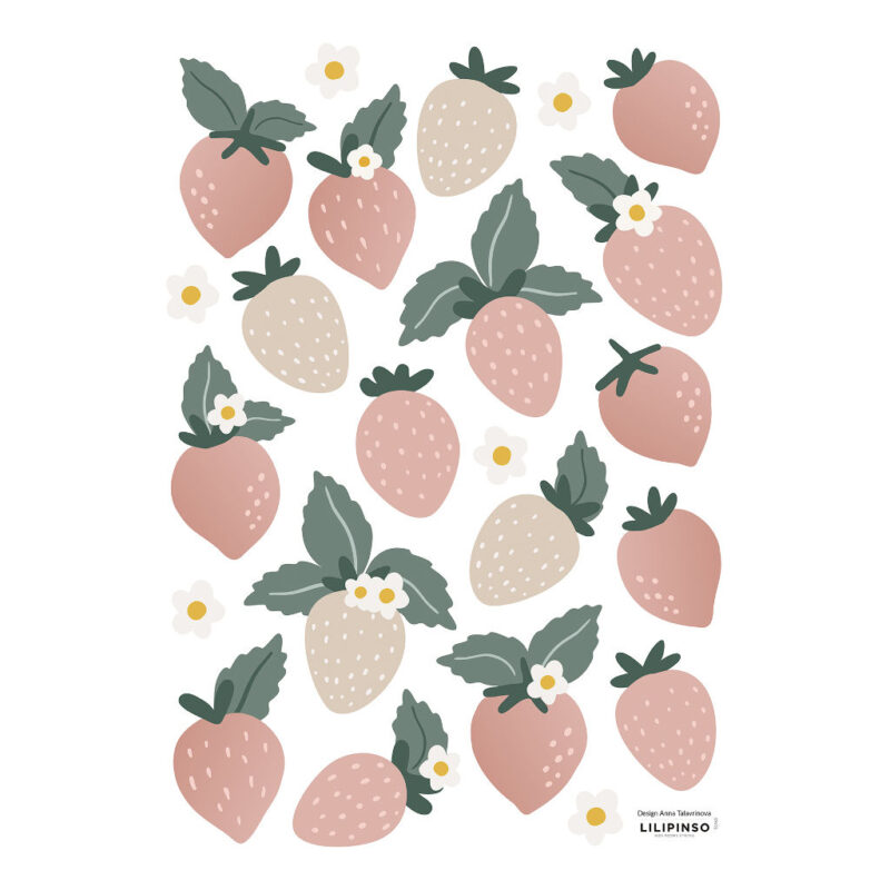 Aardbeien Muursticker A3 Louise Lilipinso Decoratie Muur Strawberry Kind Peuter Kleuter lili-S1465