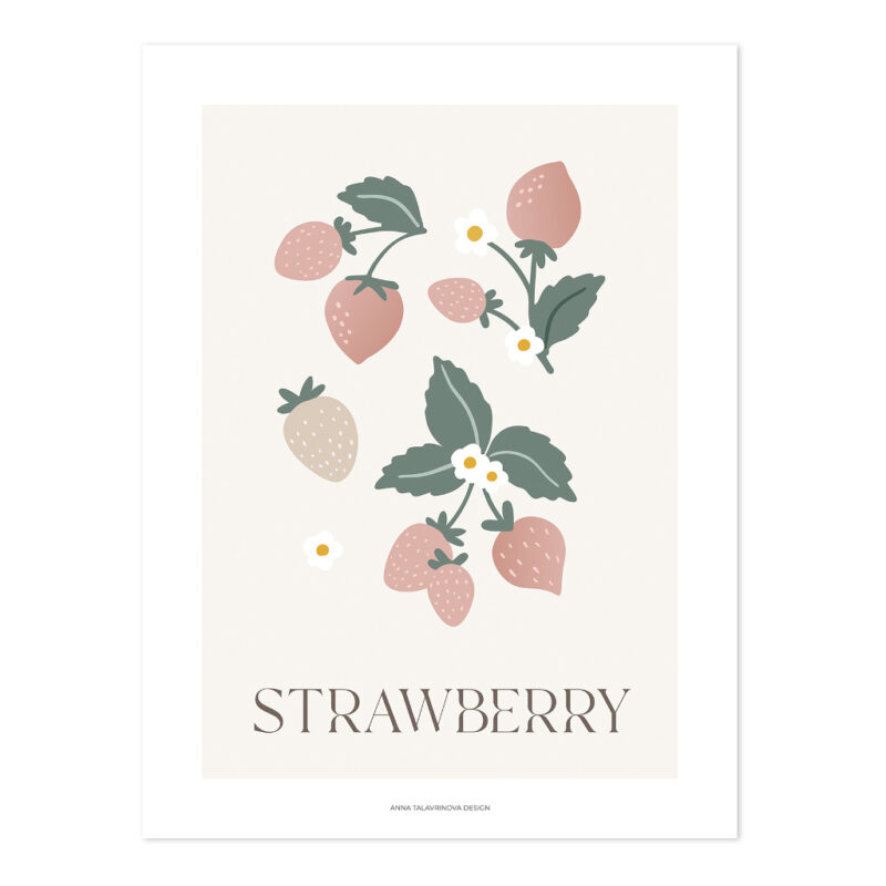 Aardbeien poster Louise lilipinso Zonder Lijst Strawberry Ophangen Decoratie lili-P0316