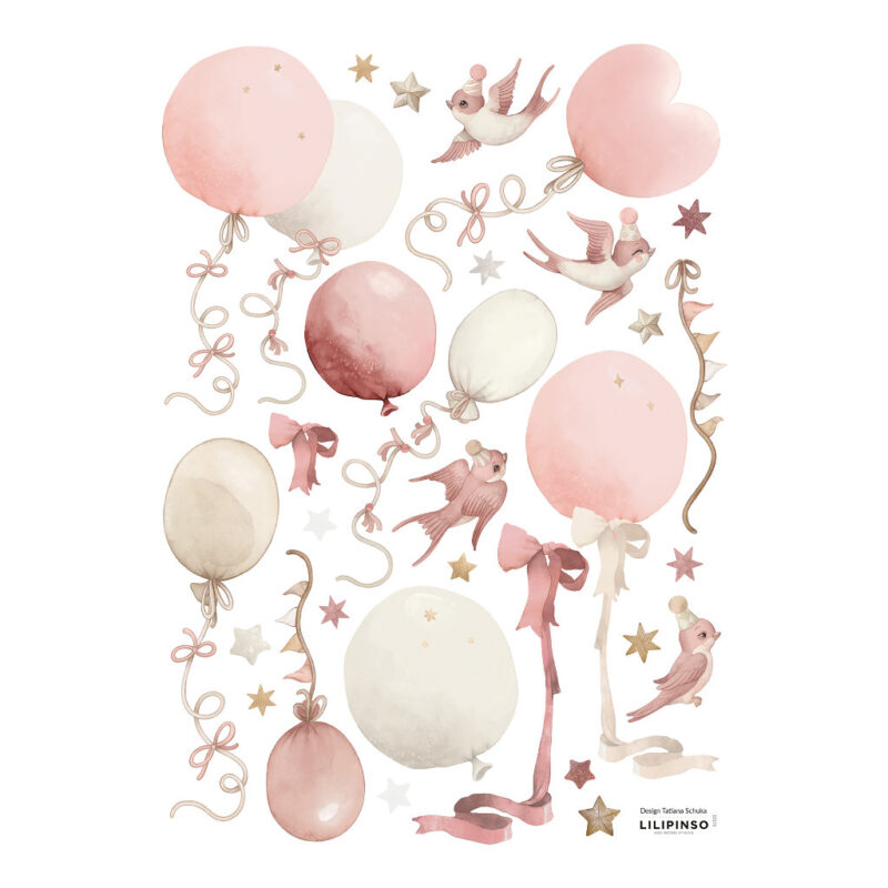 Ballonnen Roze Muursticker A3 Selene Lilipinso Babykamer peuterkamer Aankleding Decoratie Slingers Vliegers Lili-S1533