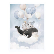 Cheetah & Orka Poster Selene Lilipinso Whale Walvis Samen Vliegen Luchtballon Blauw Wolk Kind Babykamer Aankleding Decoratie lili-P0346C