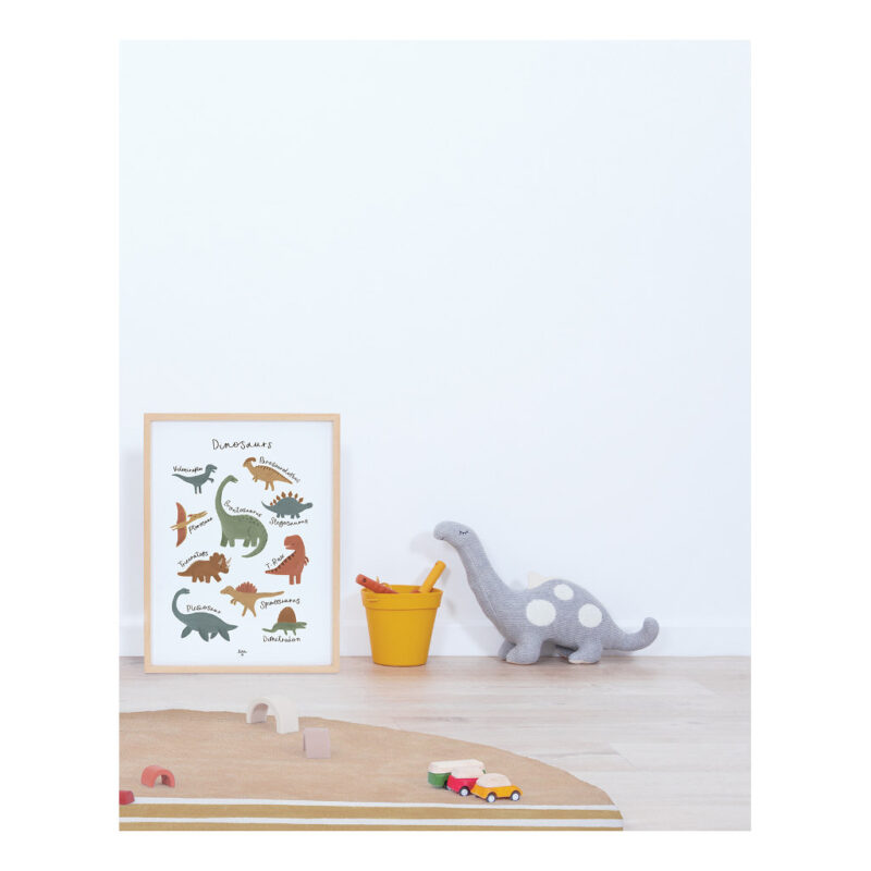 Dinosaurussen Poster Sunny Lilipinso Met Lijst Hout Eiken Kleur Jongen Meisje Leuk Leren Herkennen Benoemen lili-P0342C